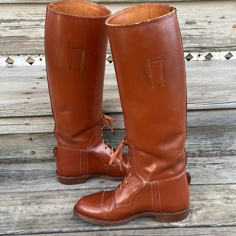 Vintage/Antique Stombock Saddlery Tall Leather Field Boots Made in England W 7.5 - Picture 9 of 11